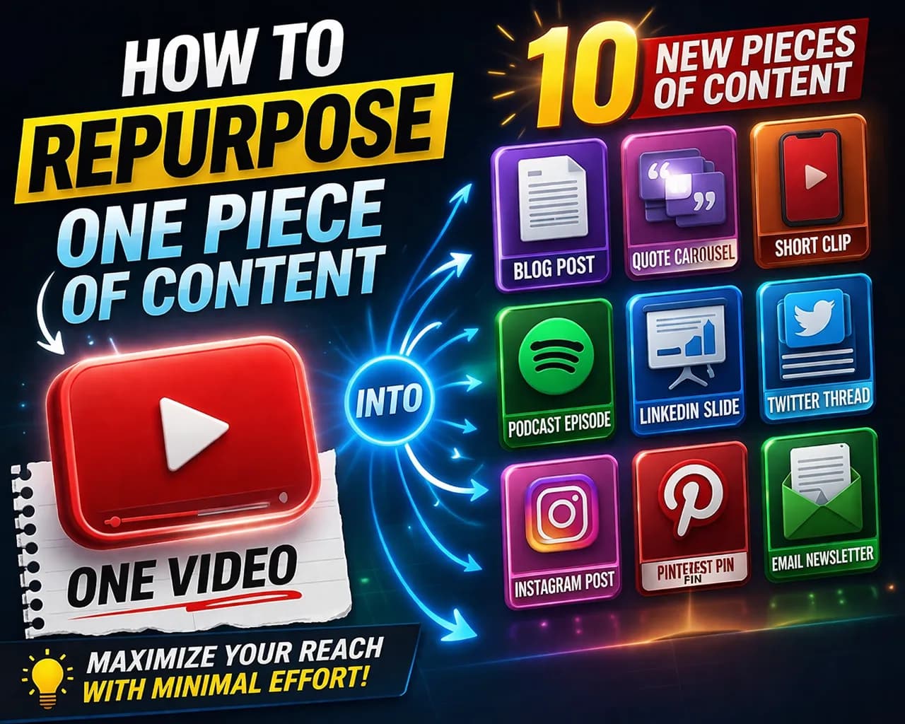 How to Repurpose One Piece of Content into 10 | Social Media Marketing Strategy