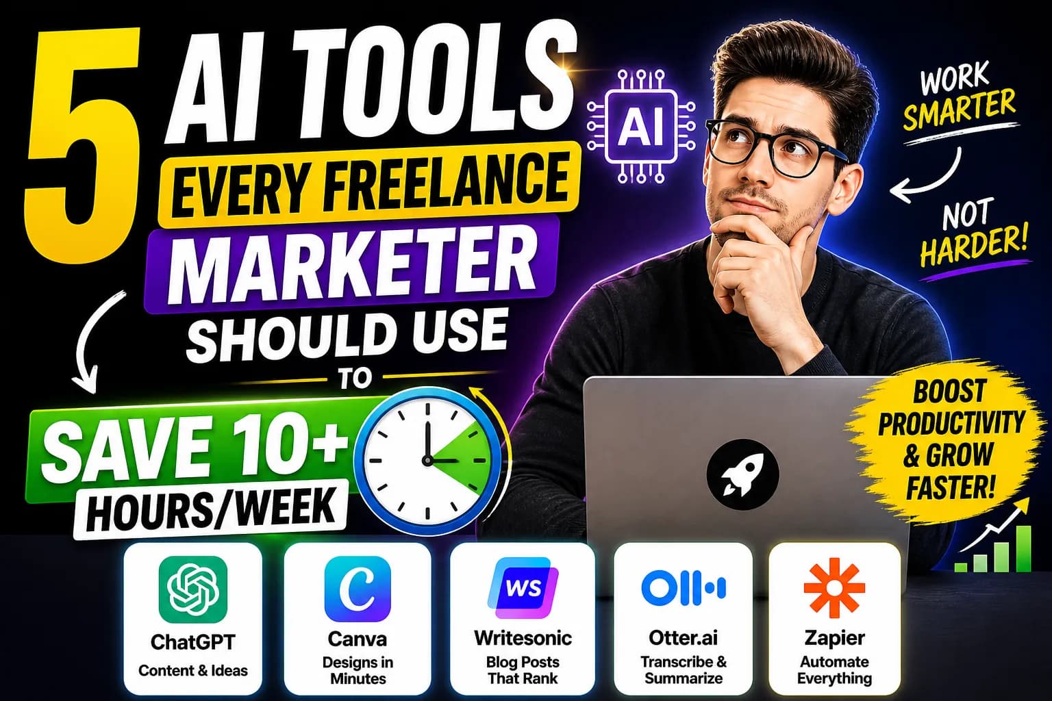 5 AI Tools Every Freelance Marketer Should Use to Save 10+ Hours/Week